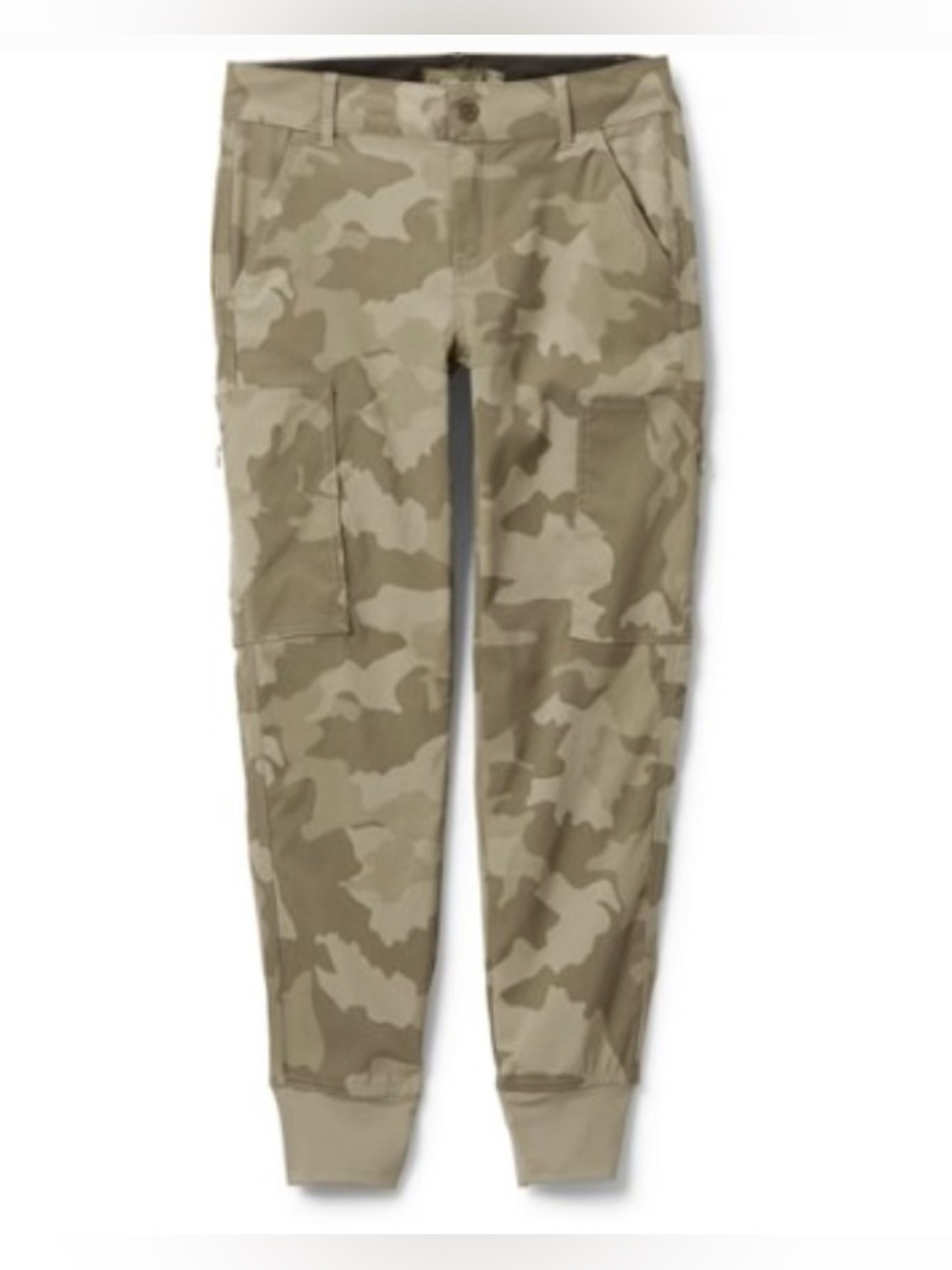 new Women’s prAna Sky Canyon Jogger pants- camo tan, UPF 50+ sun protection, DWR